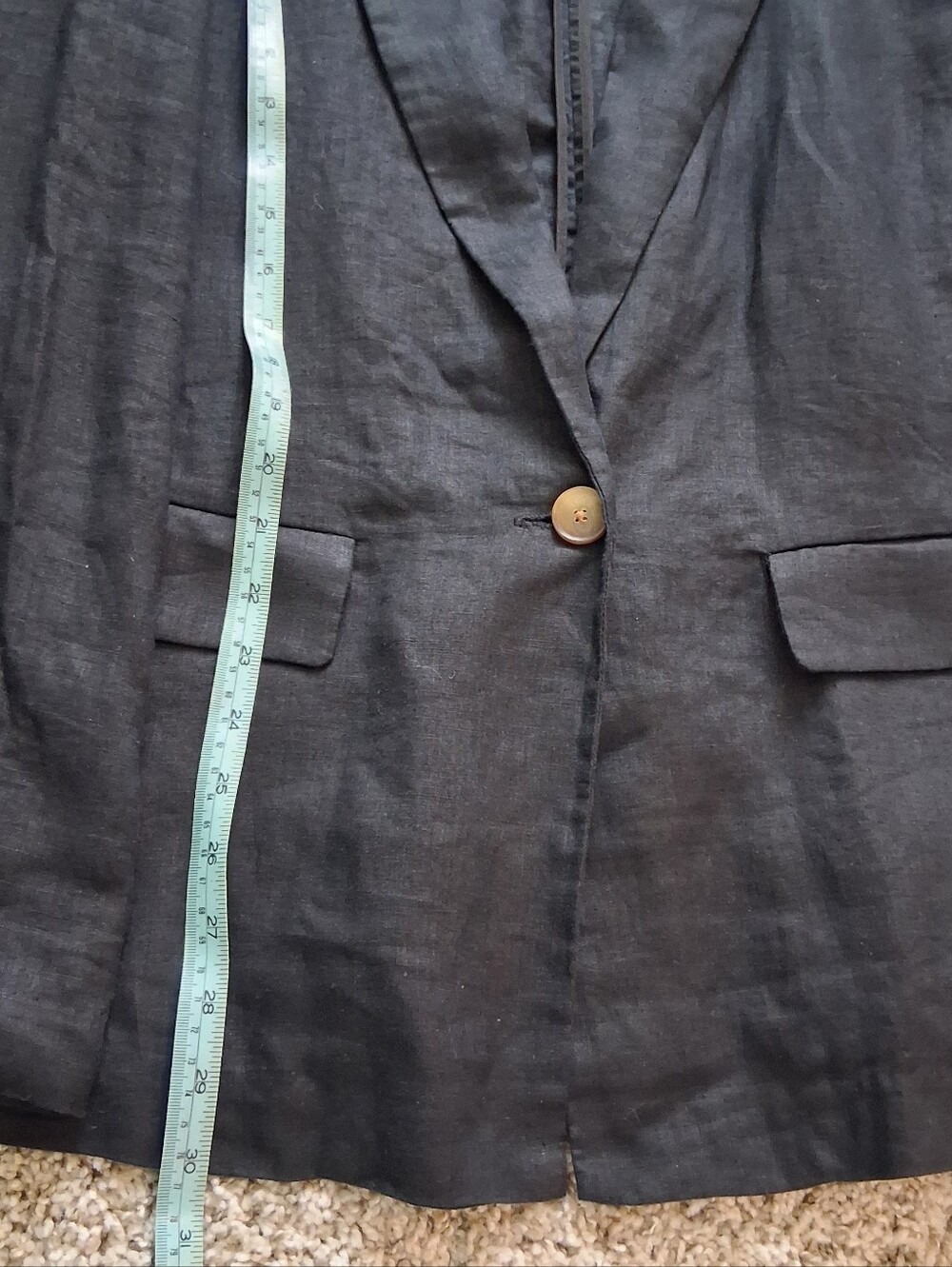 Quince 100% Organic European Linen Single-Breasted Blazer Jacket Black Women L - Picture 8 of 9